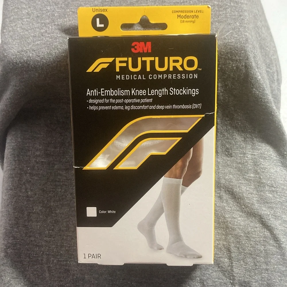 Futuro anti embolism knee length stockings white unisex L
